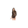 Robe dentelle noire manches mi-longues 